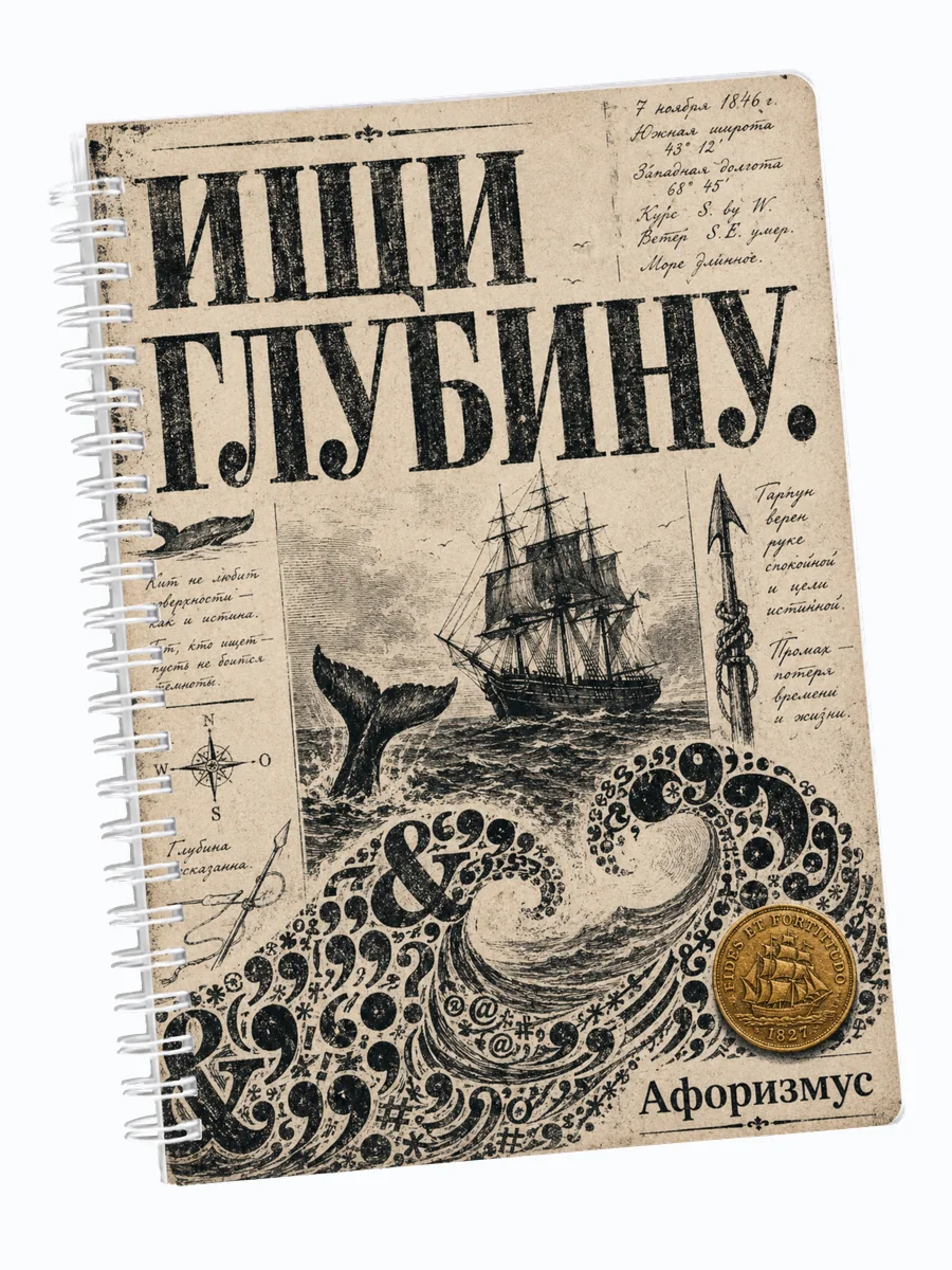 Ежедневник недатированный Моби Дик с мотивирующими цитатами