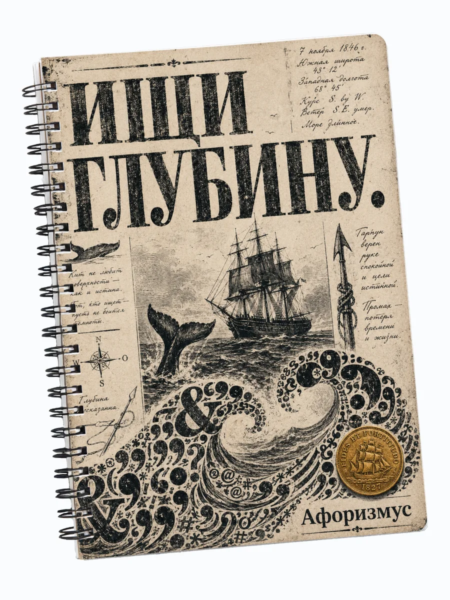 Блокнот Моби Дик с мотивирующими цитатами