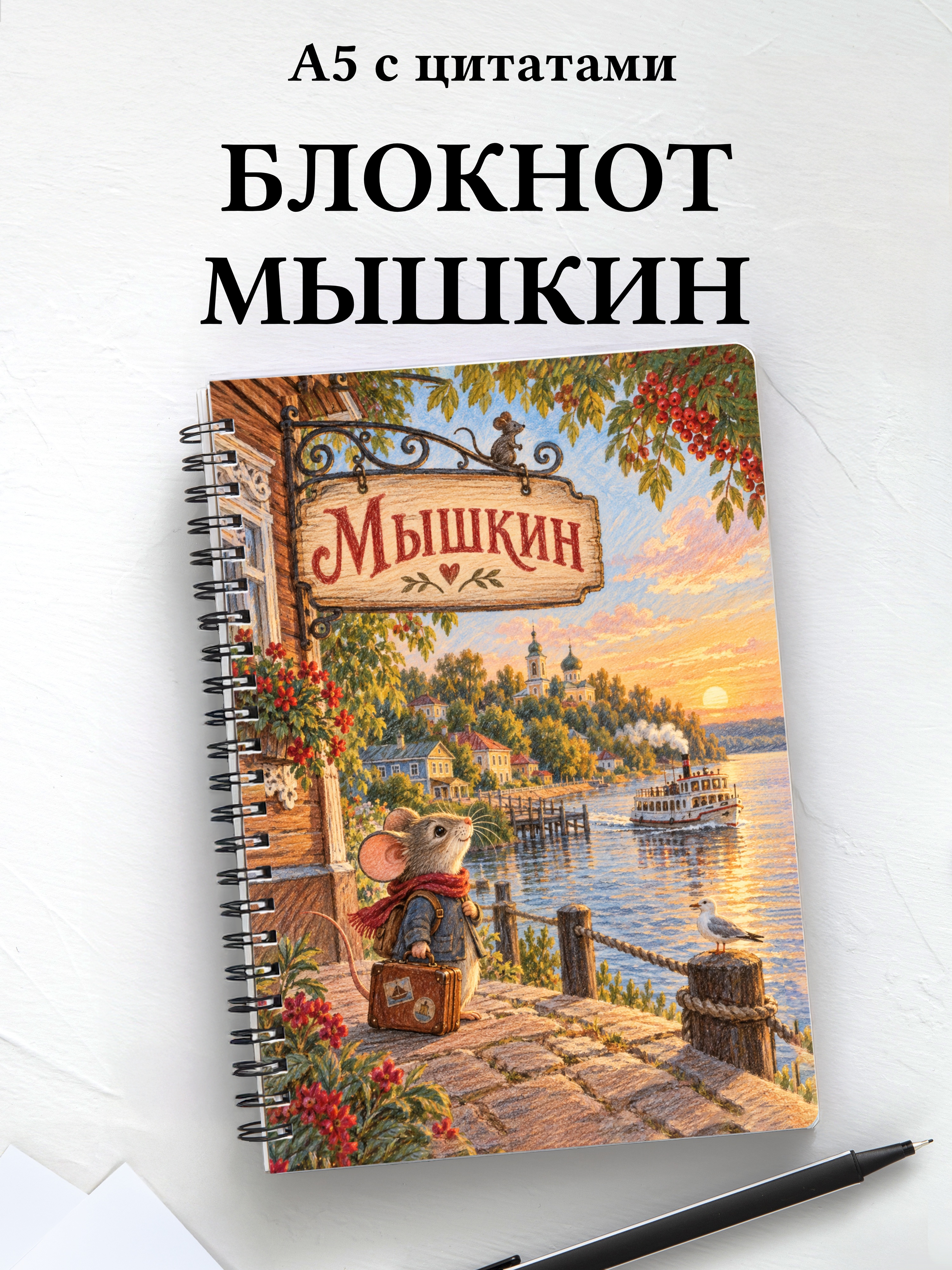 Блокнот Мышкин с мотивирующими цитатами